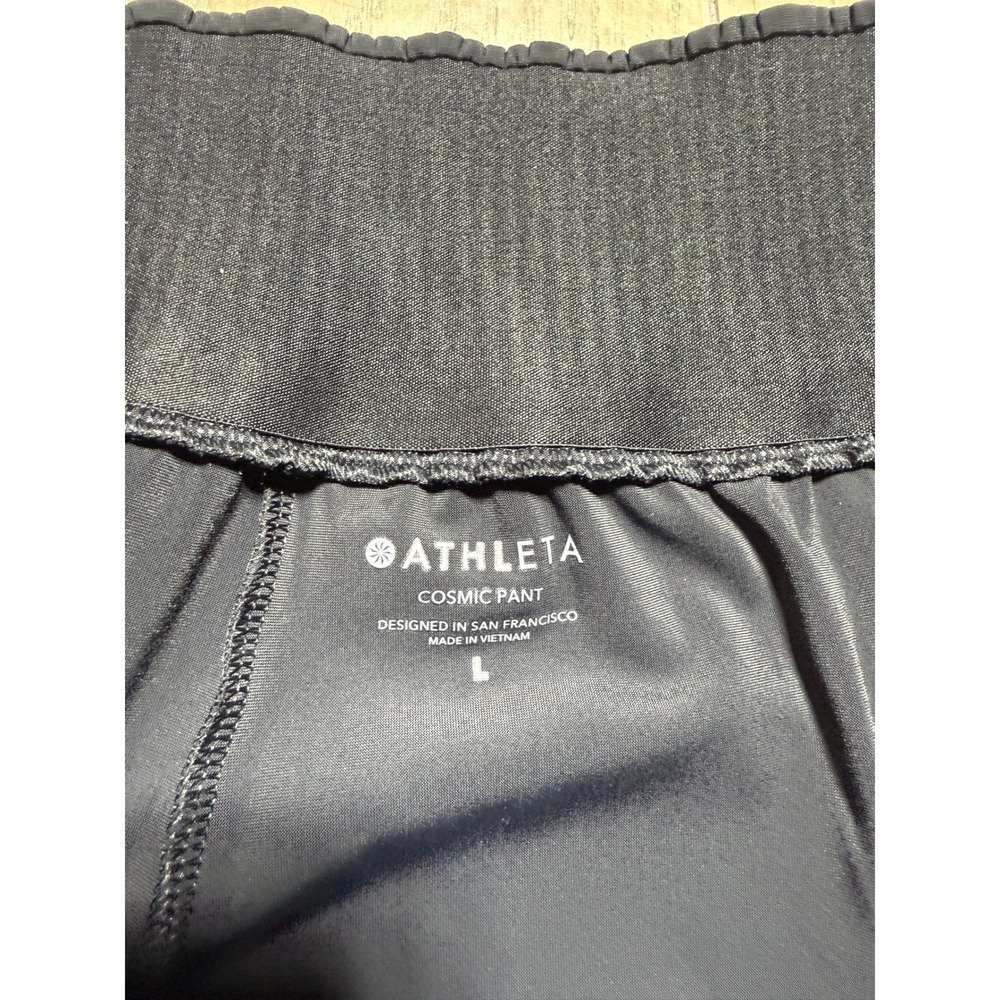 Athleta Cosmic Pant Womens Large Black Wide Leg Smocked Waist Lightweight - Picture 9 of 13